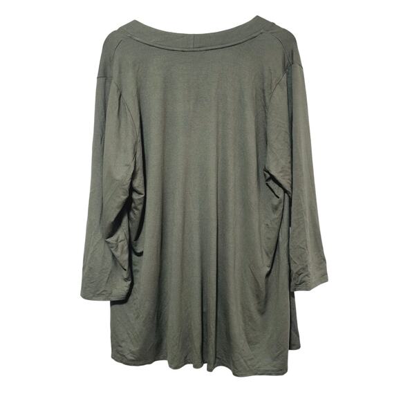 Susan Graver Weekend Knit Cardigan Sz XL Olive Green Soft Rayon Minimalist NWOT - Picture 2 of 6